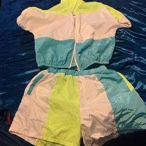 New 2pc Windbreaker Short Set